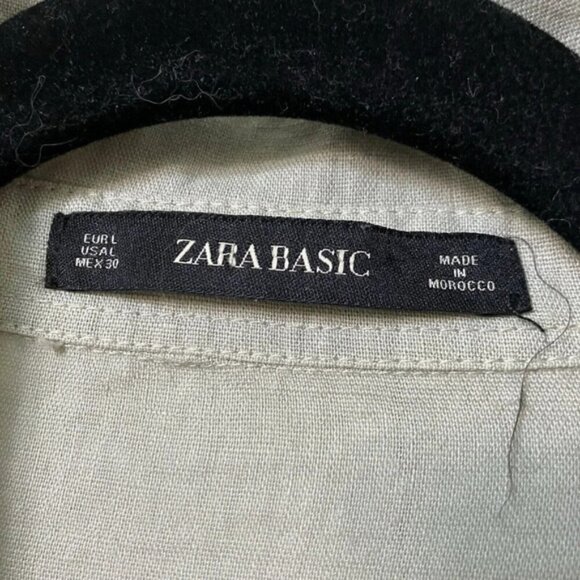 Zara Sage Green Linen Tie Front Romper Lace Khaki Womens L Neutral - Picture 3 of 9